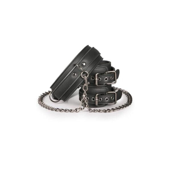 easytoys ligature set collar with handcuffs svart 801305