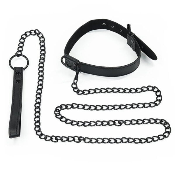lovetoy collar with leash svart matt 116675